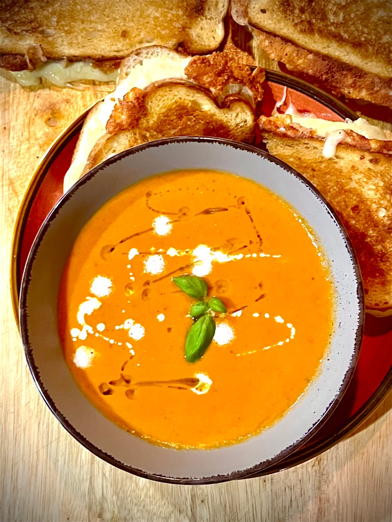 Roasted Red-Pepper and Tomato Basil Soup